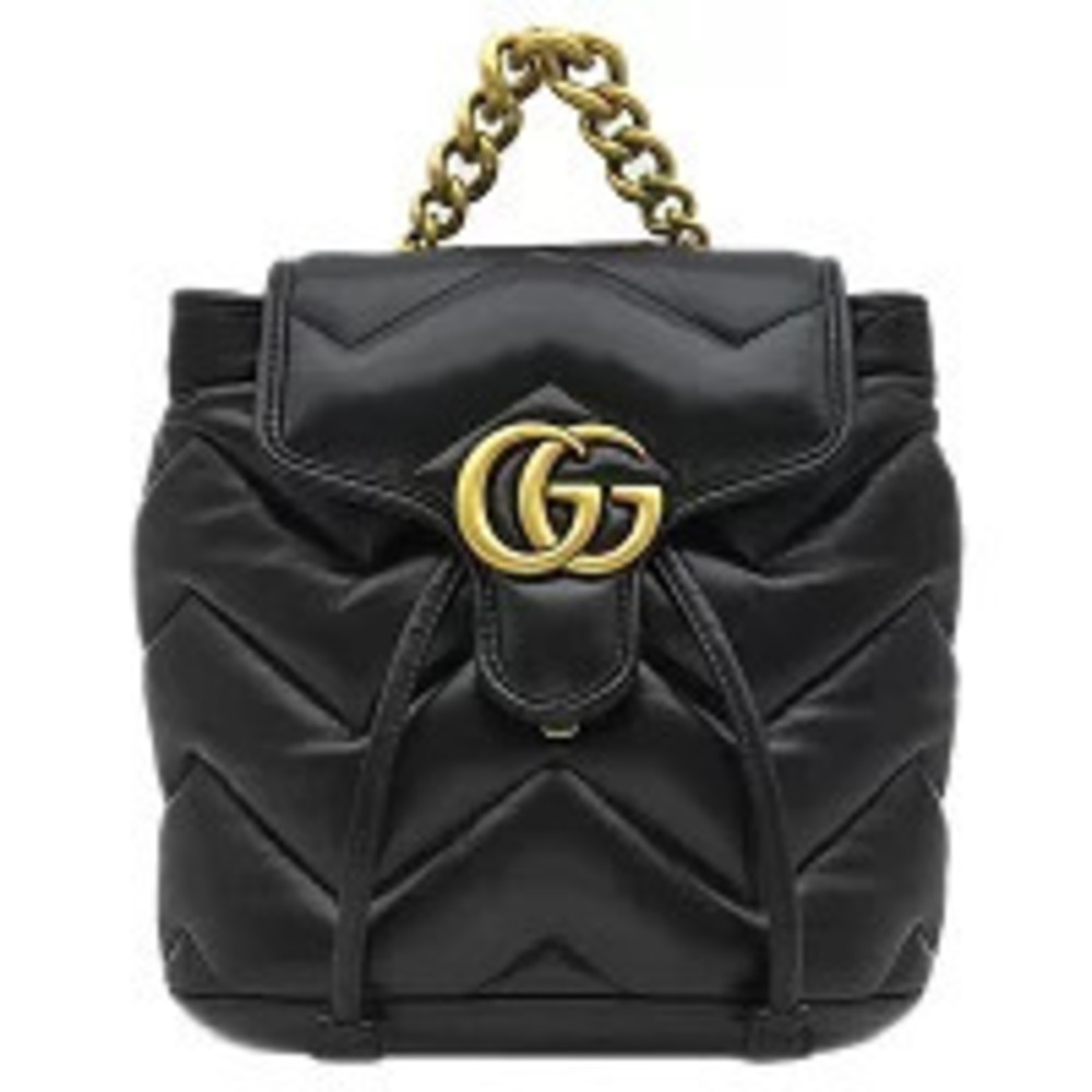 Gucci GG Marmont Backpack Leather Black Quilted